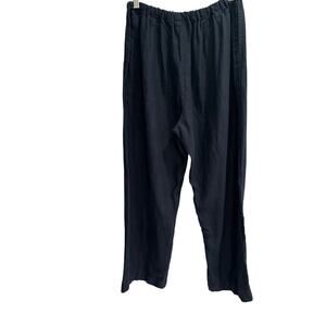 Gap 14 100% Linen Navy Blue Elastic Waist Pants (Missing Drawstring) Wide Leg